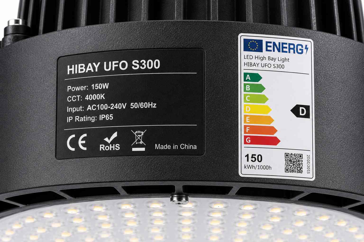 BRI-LED HIBAY UFO S300 - certifikace CE RoHS, energetický štítek třídy D